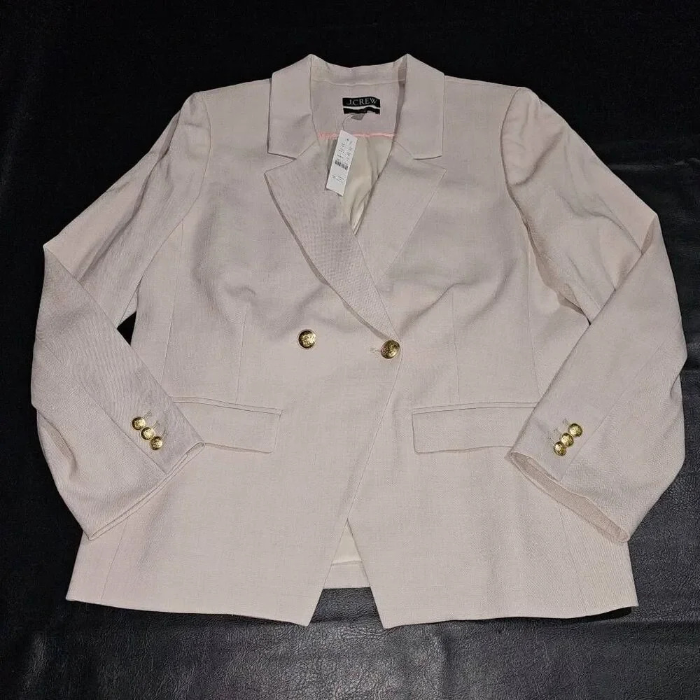 NWT J Crew Womens Pale Bone Devon Italian City Wool Blend Blazer 16 New